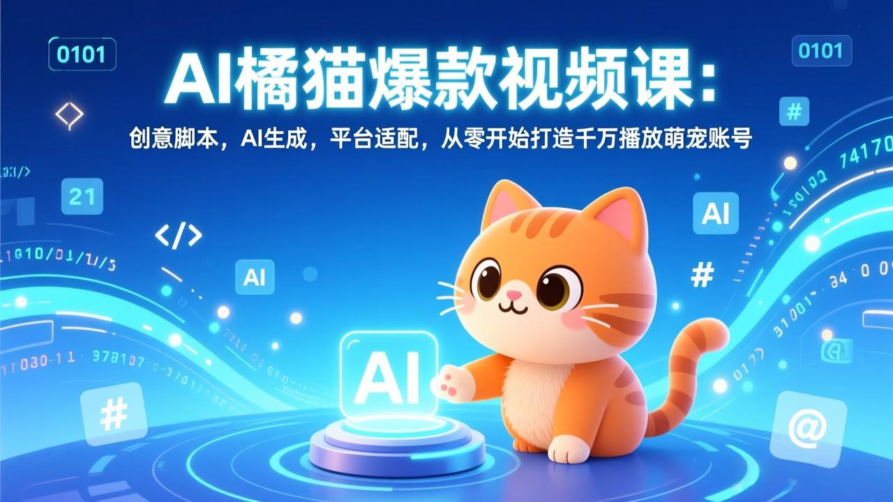 AI橘猫爆款视频课：创意脚本，AI生成，平台适配，从零开始打造千万播放萌宠账号-灵感工坊云网创