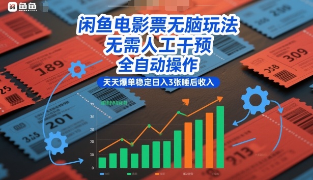 闲鱼电影票无脑玩法，无需人工干预，全自动操作，天天爆单稳定日入3张睡后收入【揭秘】-灵感工坊云网创