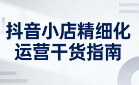 抖音小店精细化运营干货指南新版，助力商家系统提升店铺运营能力-灵感工坊云网创