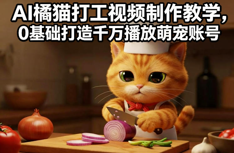 AI橘猫打工视频制作教学，流量狂飙，0基础打造千万播放萌宠账号-灵感工坊云网创