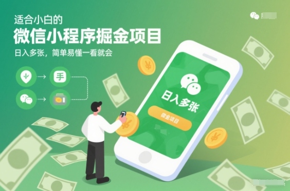 适合小白的微信小程序掘金项目，日入多张，简单易懂一看就会【揭秘】-灵感工坊云网创