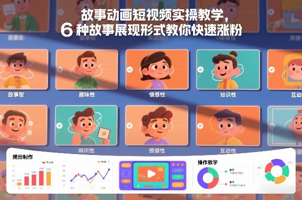故事动画短视频实操教学，6种故事展现形式教你快速涨粉-灵感工坊云网创