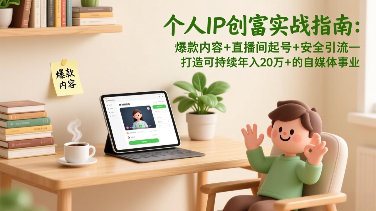 个人IP创富实战指南：爆款内容+直播间起号+安全引流，打造可持续年入20万+的自媒体事业-灵感工坊云网创