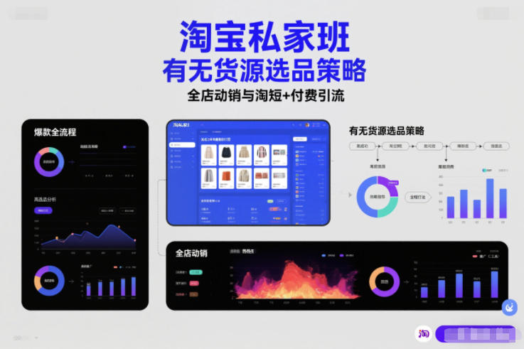 淘宝私家班，有无货源选品策略，高成功率爆款全流程打法，全店动销与淘短+付费引流(更新)-灵感工坊云网创