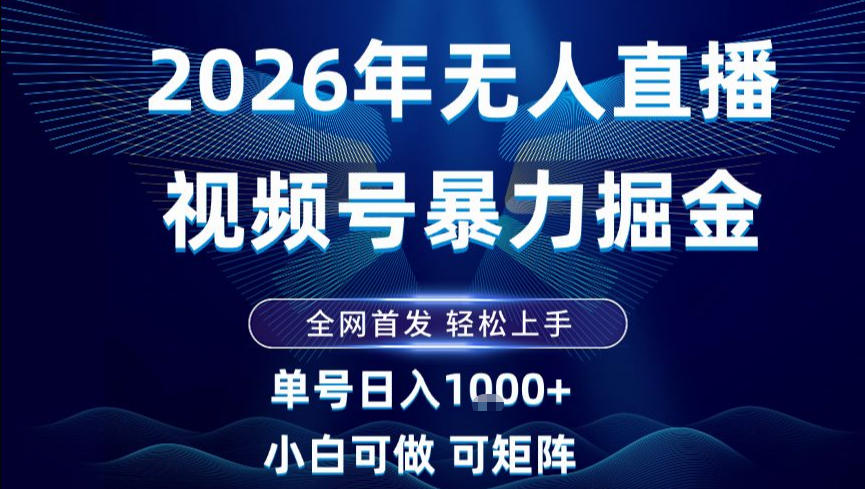 2026最新视频号无人直播掘金，全网首发，小白可以玩，长期稳定日入1k+【揭秘】-灵感工坊云网创